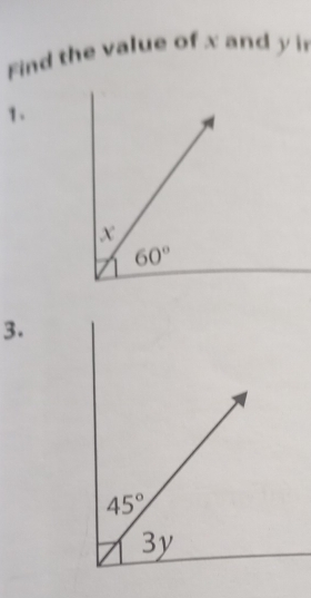 Find the value of x and y i
1.
3.