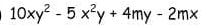 10xy^2-5x^2y+4my-2mx