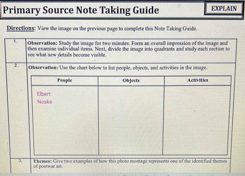 Solved: Primary Source Note Taking Guide EXPLAIN Directions: View the ...