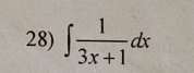 ∈t  1/3x+1 dx