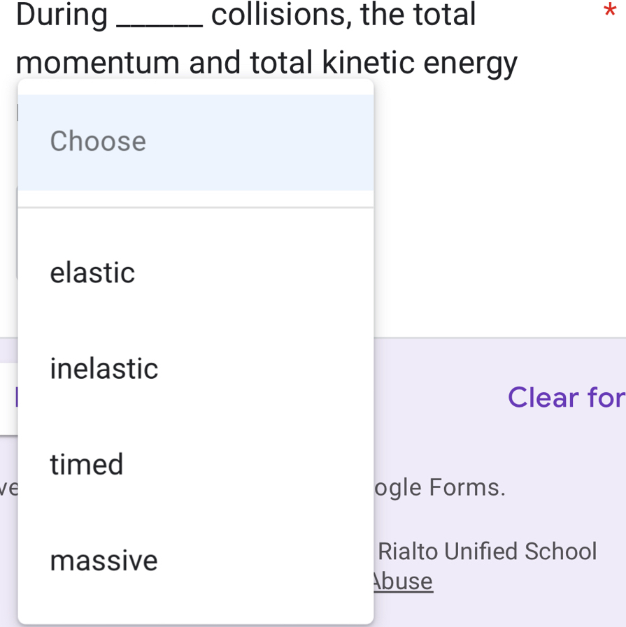 During _collisions, the total 
* 
m 
for 
ve