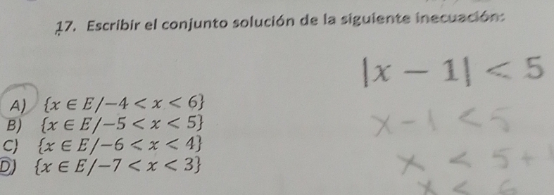 Resuelto:Escribir el conjunto solución de la siguiente inecuación: |x-1|