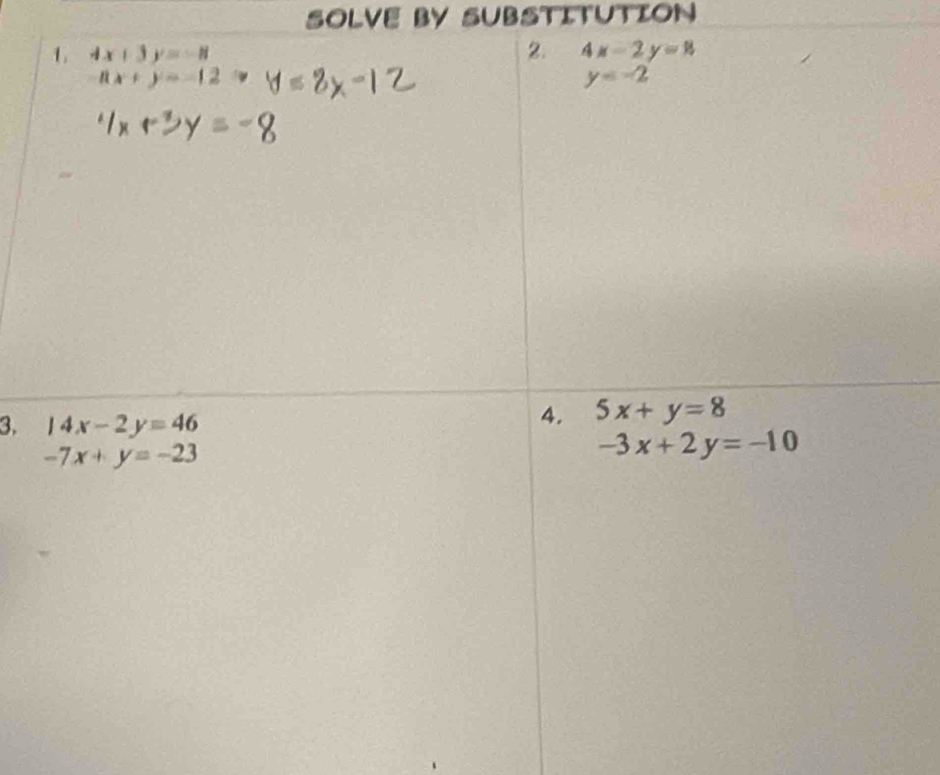 SOLVE BY SUBSTITUTION
3.