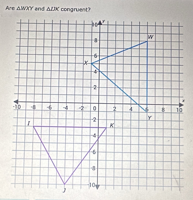 Are △ WXY and △ LJK congruent?