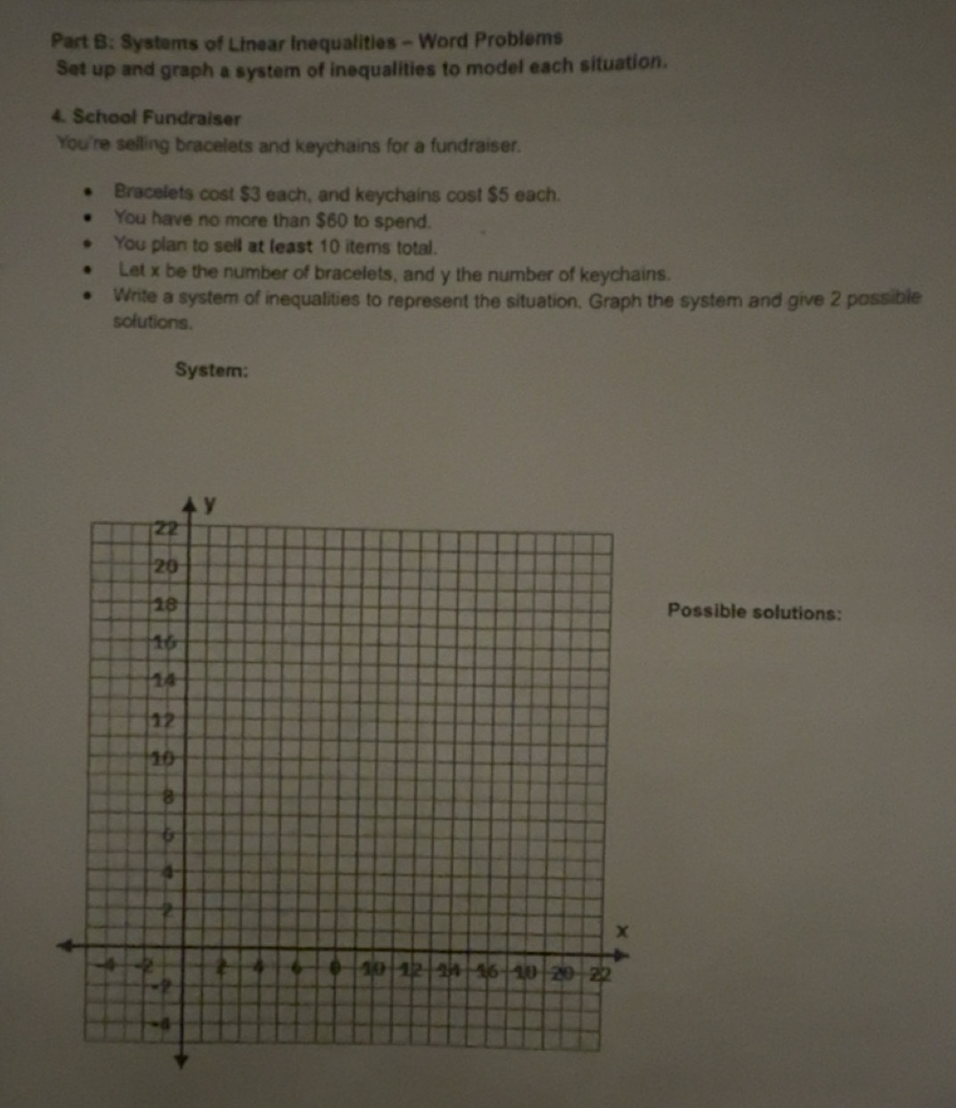 Solved: Systems of Linear Inequalities - Word Problems Set up and graph ...