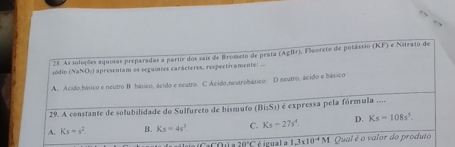 (CaCO_3) a 20°C é igual a