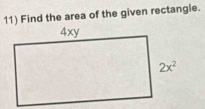 Find the area of the given rectangle.