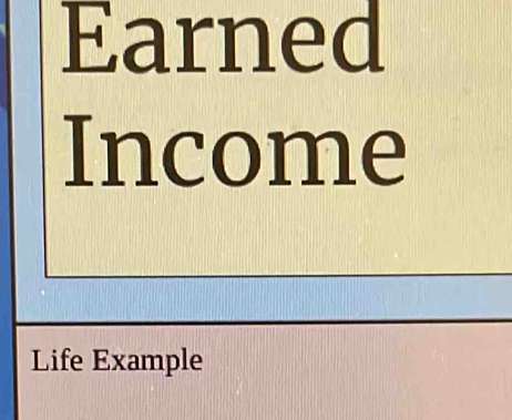 Earned 
Income 
Life Example