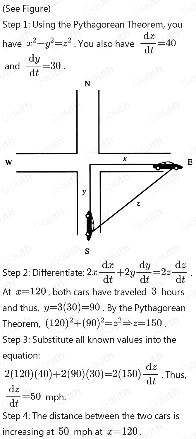 Solved: Two cars leave an intersection at the same time. The first car ...