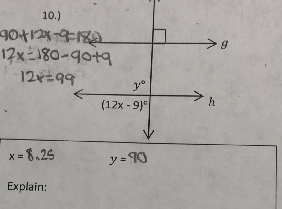 10.)
x=
y=
Explain: