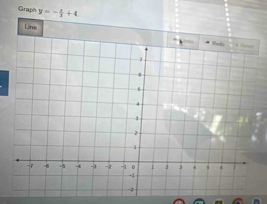 Graph y=- x/3 +4. 
Line