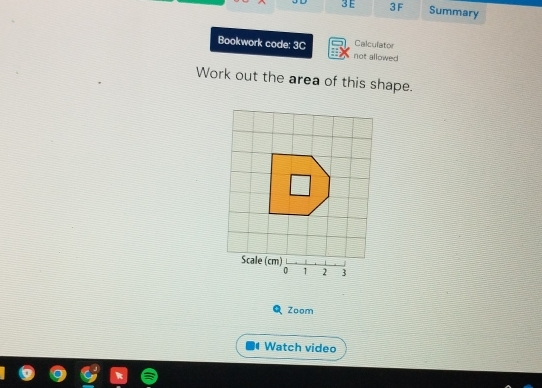 3F Summary 
Calculator 
Bookwork code: 3C not allowed 
Work out the area of this shape. 
Zoom 
Watch video