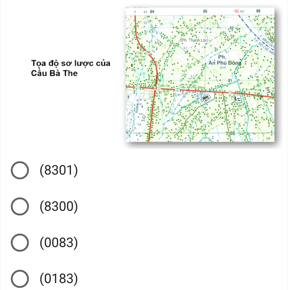 Tọa độ sơ lược của
Cầu Bà The
(8301)
(8300)
(0083)
(0183)