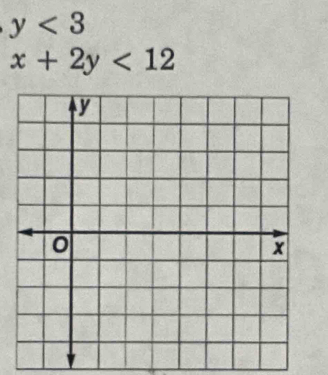 y<3</tex>
x+2y<12</tex>