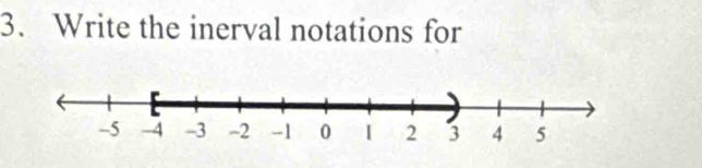 Write the inerval notations for