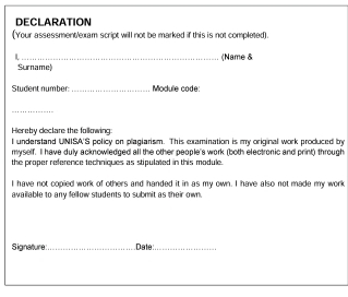 Solved: DECLARATION (Your assessment/exam script will not be marked if ...