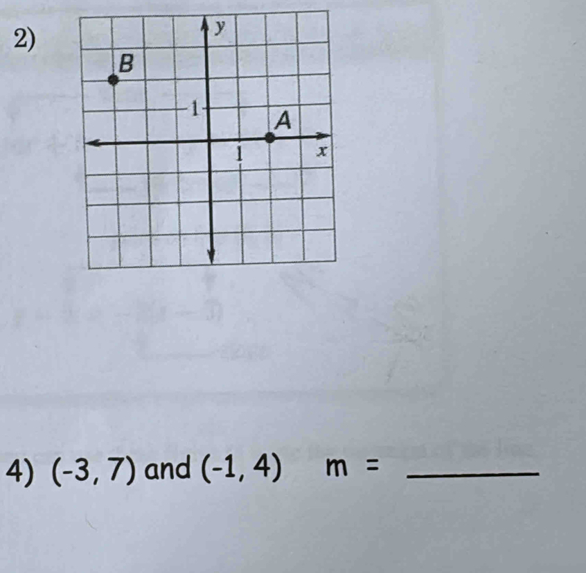 (-3,7) and (-1,4) m= _