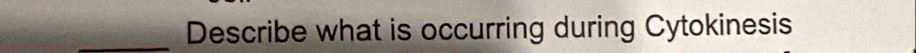 Describe what is occurring during Cytokinesis