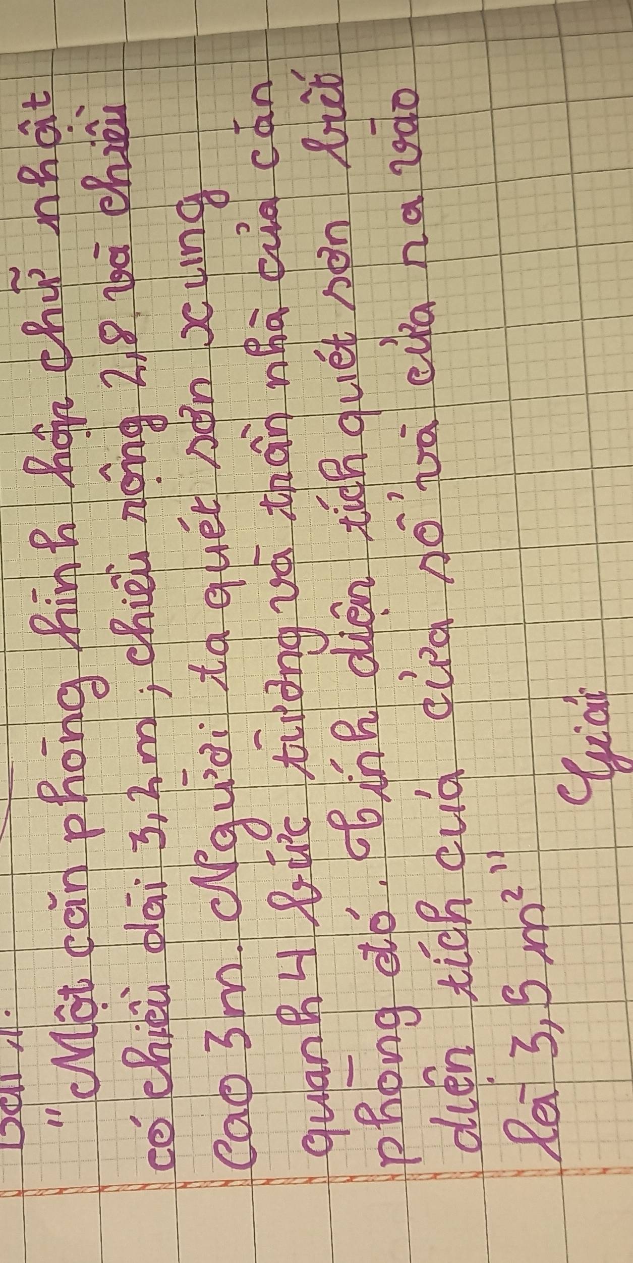 "cMot can phong hinh Rgir tho nhat 
co chikù dāi 3, h m; chiéi dèng 2/8 bā chuli 
cao3m (quài iq quét nàn poyng 
quanBHRuc tiǒng vú thán nàā aio cān 
phong dó, póinB dién th quét nón lièǒ 
dién tich duà ciea àó`àā eiā na yào 
Rea^- 3,5m^(211)
Qliai