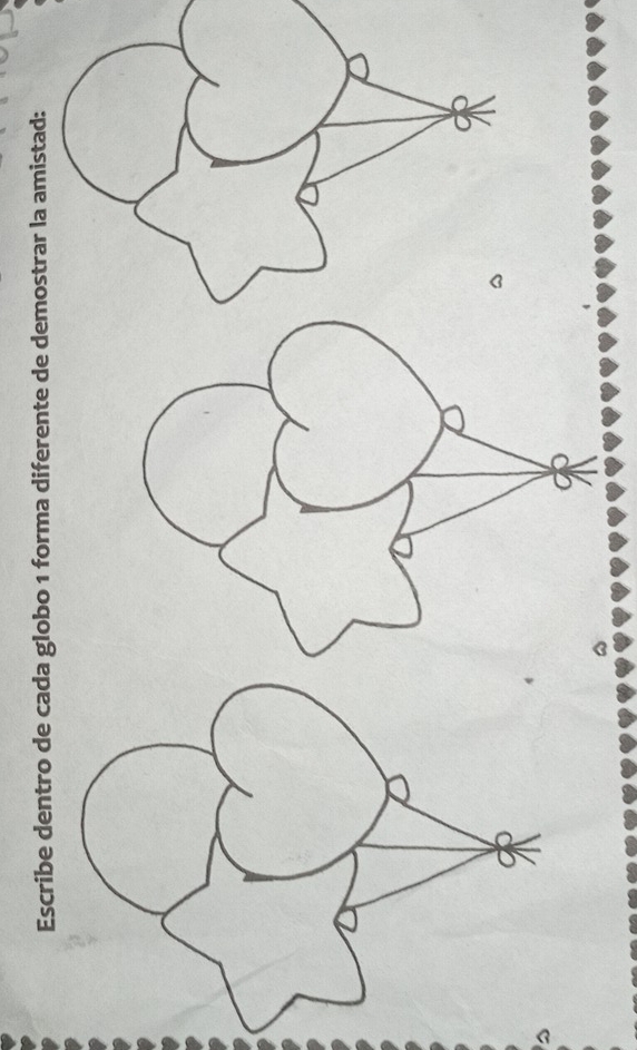 Escribe dentro de cada globo 1 forma diferente de demostrar la amistad: