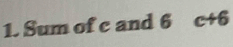 Sum of c and 6 c+6