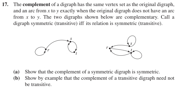 Solved: The complement of a digraph has the same vertex set as the ...