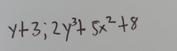 y+3;2y^3+5x^2+8