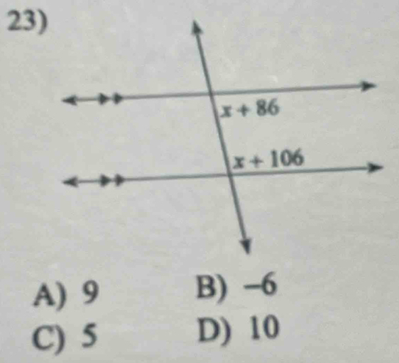 A) 9 B) -6
C) 5
D) 10