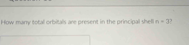 How many total orbitals are present in the principal shell n=3