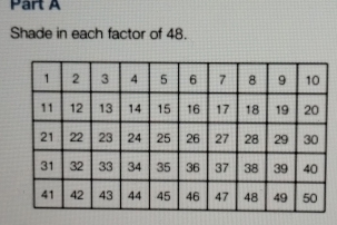 Shade in each factor of 48.