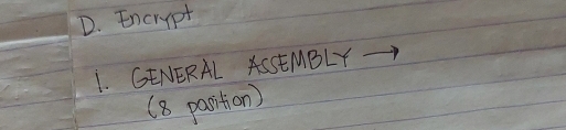 Encrypt 
1. GENERAL ASSEMBLY 
(8 pantion )