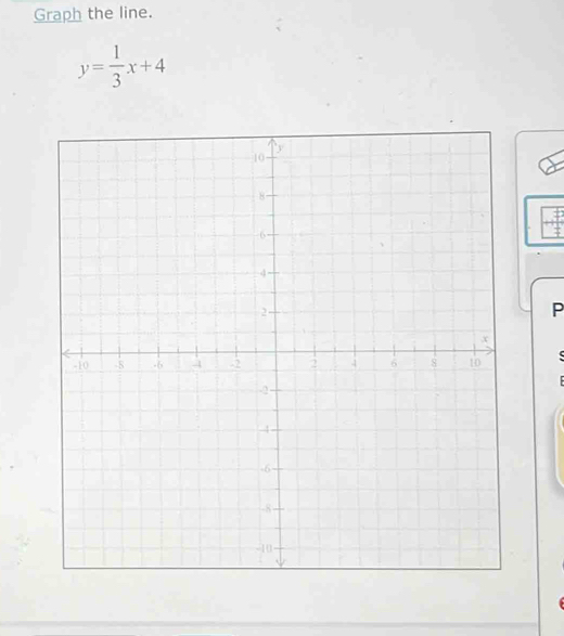 Graph the line.
y= 1/3 x+4
P