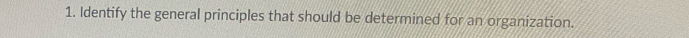 Identify the general principles that should be determined for an organization.