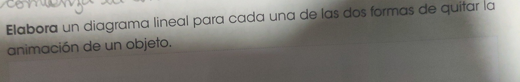 Elabora un diagrama lineal para cada una de las dos formas de quitar la 
animación de un objeto.