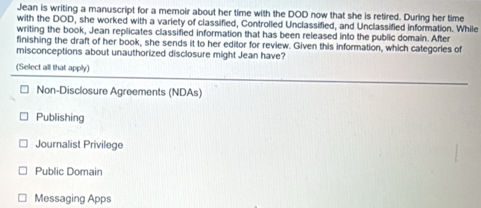 Solved: Jean is writing a manuscript for a memoir about her time with ...