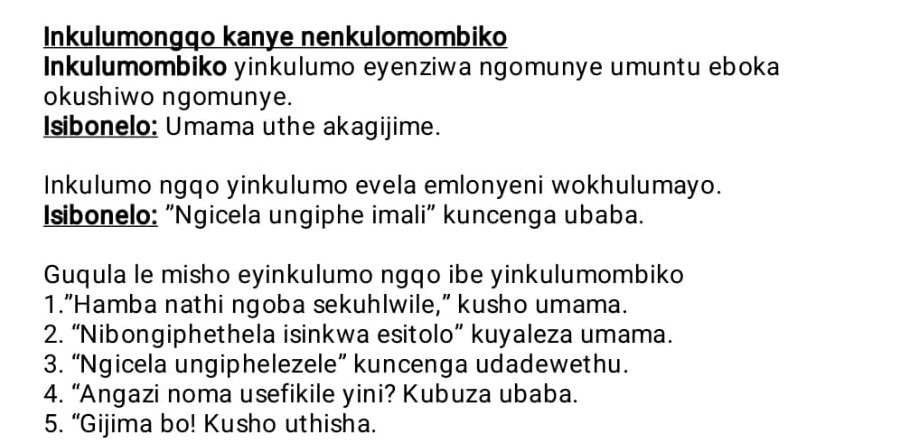 Solved: Inkulumongqo kanye nenkulomombiko Inkulumombiko yinkulumo ...