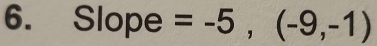 Slope =-5,(-9,-1)