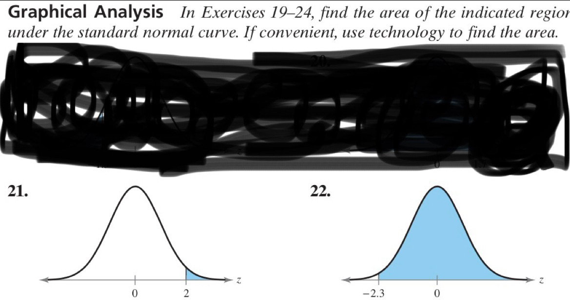 Using and Interpreting Concepts 
Finding Area In Exercises 17-22, find the area of the shaded region under the 
standard normal curve. If convenient, use technology to find the area. 
17.18. 

12