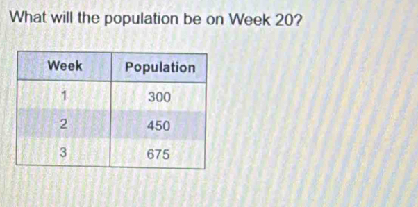 What will the population be on Week 20?