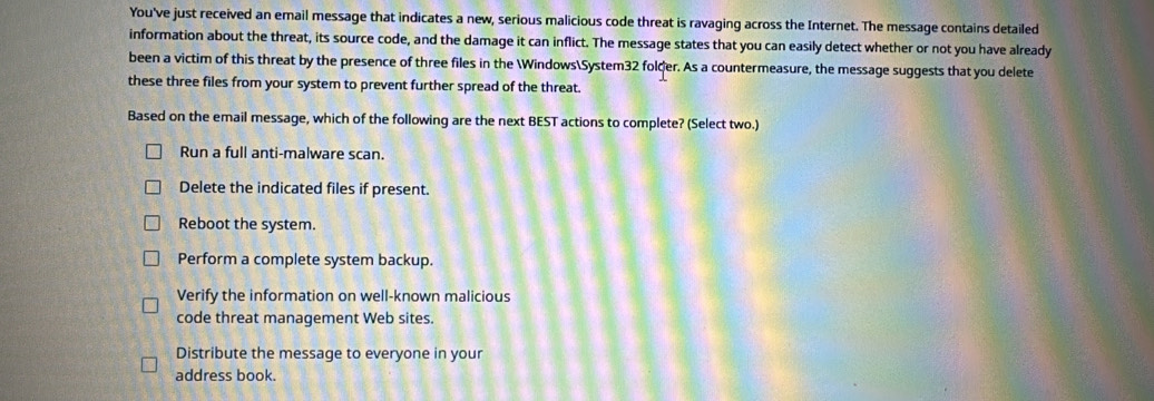 Solved: You've just received an email message that indicates a new ...