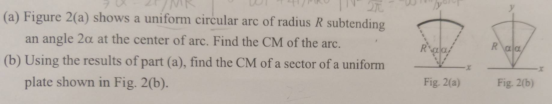 Solved: Figure 2(a) shows a uniform circular arc of radius R subtending ...