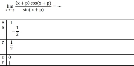 limlimits _xto -p ((x+p)cos (x+p))/sin (x+p) =·s
A
E