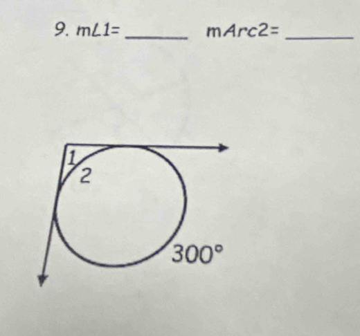 m∠ 1= _ mArc2= _