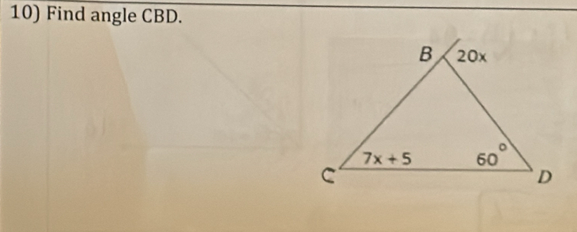 Find angle CBD.