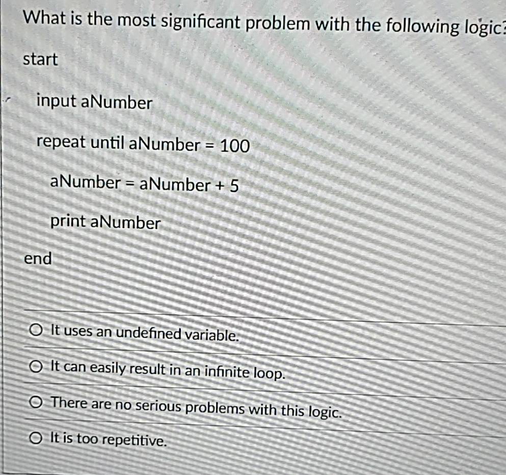 Solved: What is the most significant problem with the following logic ...