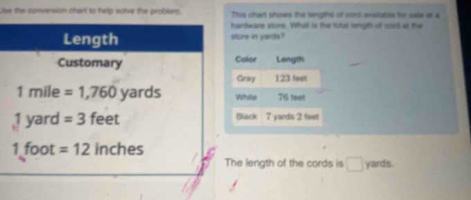 Solved: Use the conversion chart to help solve the problem. This chart ...