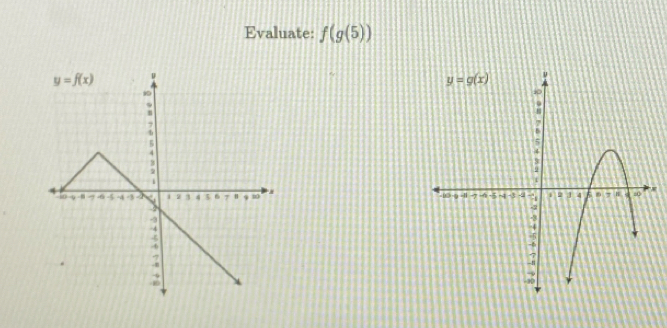 Evaluate: f(g(5))
`