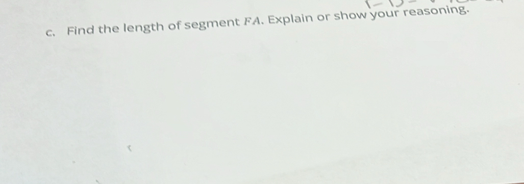 Find the length of segment FA. Explain or show your reasoning.