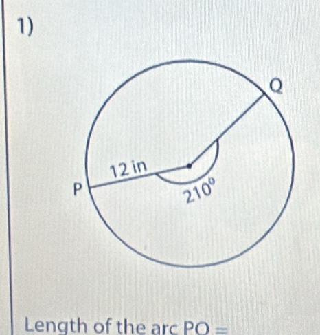 Length of the arc PO=