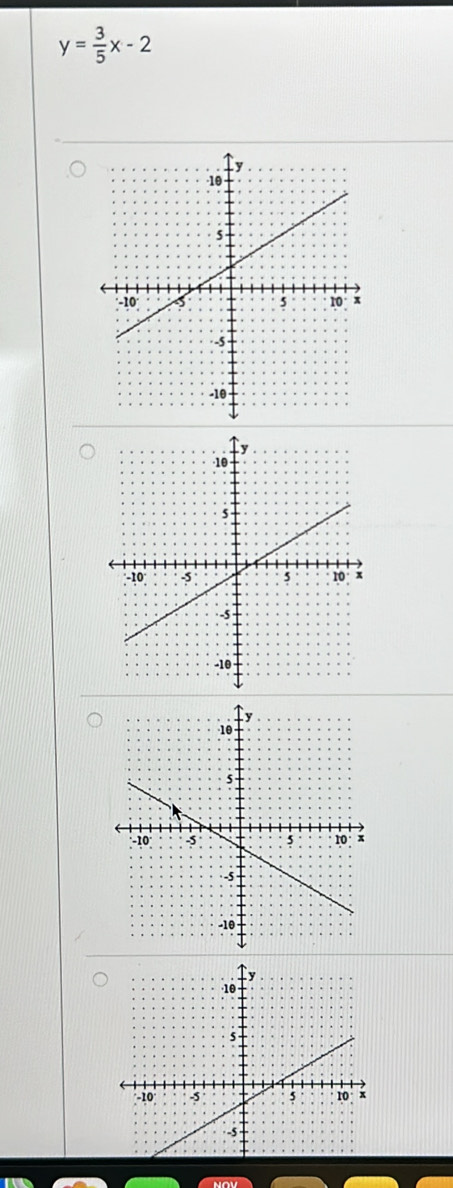 y= 3/5 x-2